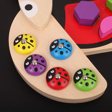 Load image into Gallery viewer, 2 In 1 Wooden Magnetic Ladybug Fishing Game Geometric Blocks