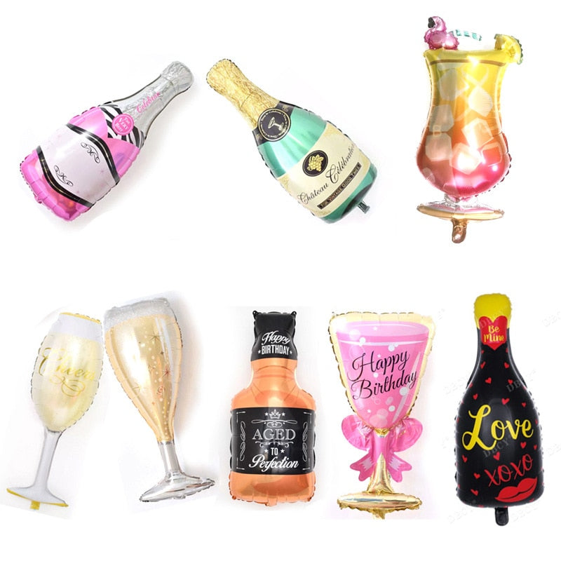 Champagne Cup Foil Balloons Birthday Party - Combo 5 Units