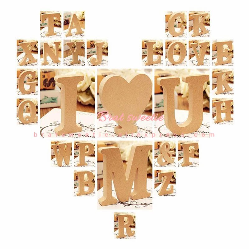 26 Alphabet Wood Letters Wooden Wall Sticker - Combo 5 Units