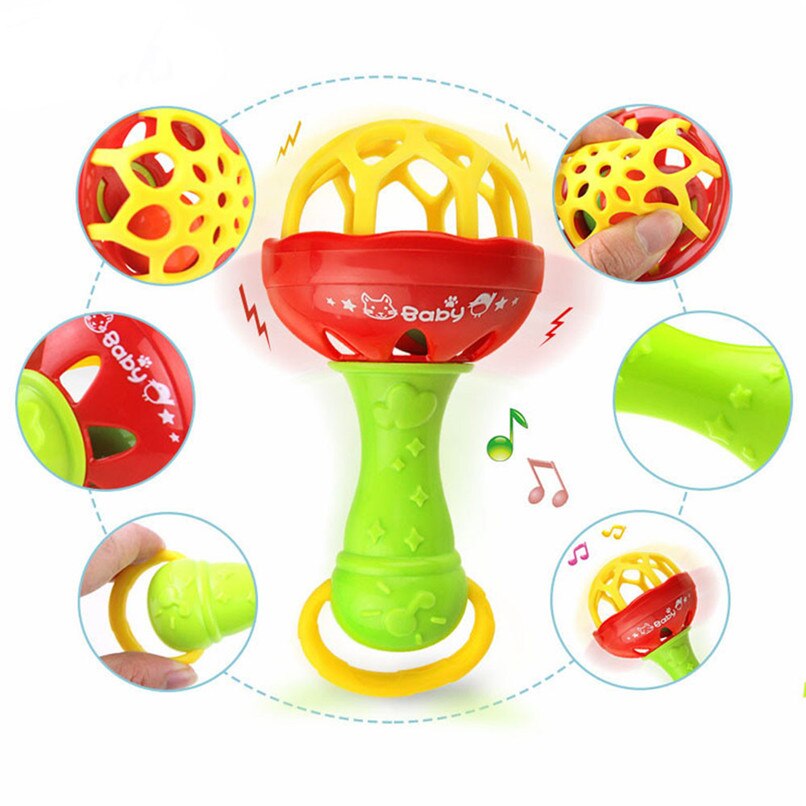 Baby Rattles Random Color Baby Plastic Bell Toy - Combo 5 Units