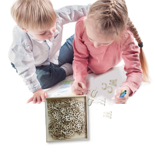 260Pcs Wooden Alphabet Letter Cards Board With Storage Box