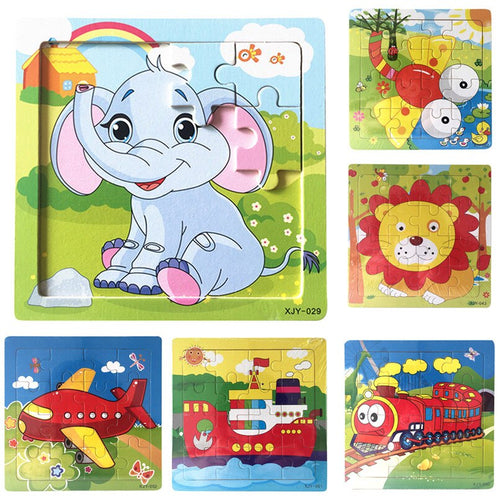 Kids Baby Boys Girls Wooden Cartoon Jigsaw Toys - Combo 5 Units