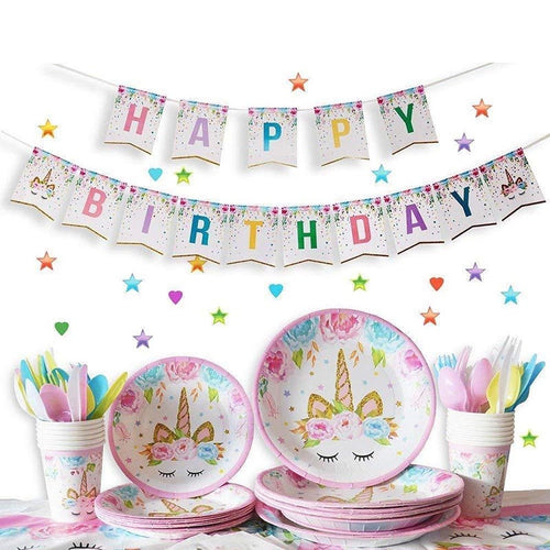 Unicorn Party Disposable Tableware Set - Combo 5 Units