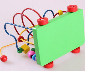 1 Set Wooden Montessori Toys Counting Circles Bead Abacus Wire Color Roller Maze